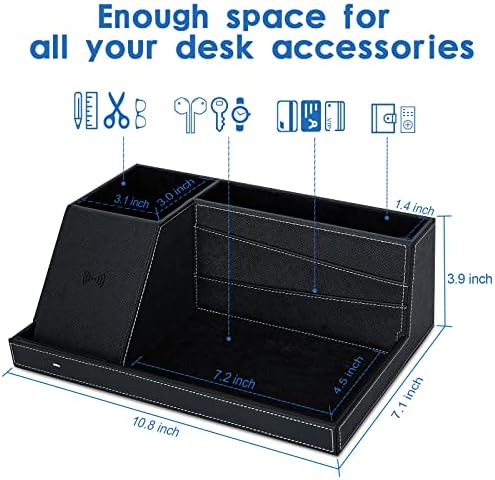 Desk Caddy with Fast Wireless Charger,Pen Holder Charging Station Organizer - Image 3