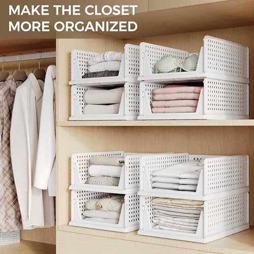 Pinkpum 8 Pack Closet Organizer Storage Bins Stackable Plastic Drawer Shelf - Image 5