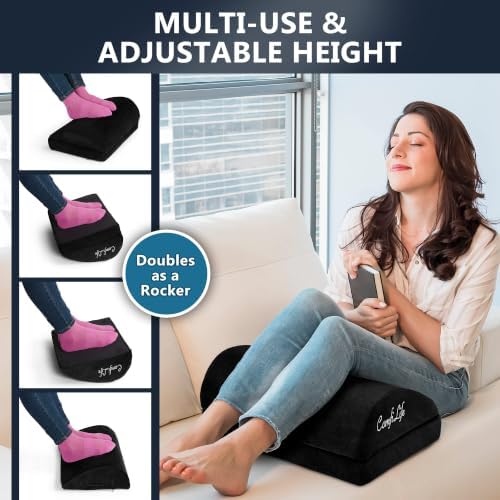 ComfiLife Foot Rest for Under Desk at Work – Adjustable Desk FootRest for Office Chair, Gaming Accessories – Ergonomic Teardrop Design for Back, Hip & Leg Pain Relief – 100% Memory Foam (Black) - Image 6