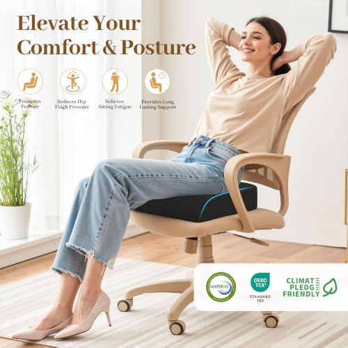 TranquilRelax 2XL Memory Foam Seat Cushion for Office Chair, Black - Image 6