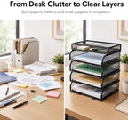 SUPEASY 4-Tier Stackable Paper Tray Organizer with Top Supply Tray - Image 2