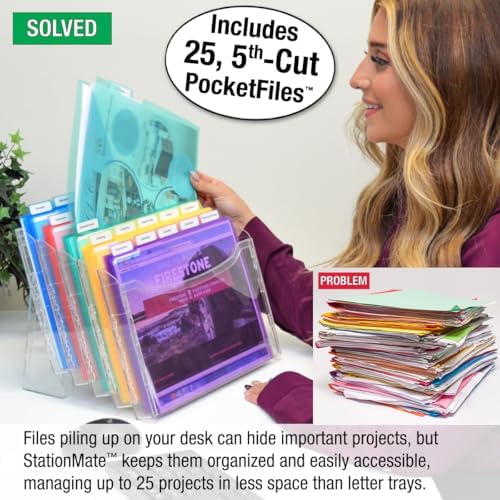 Ultimate Office Step UP File Desktop Organizer Plus 25 Color Poly Folders - Image 2