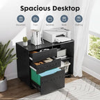 DUMOS File Cabinet with 3 Drawers, Wood Under Desk Storage Printer Stand - Image 4