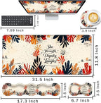 Keyboard Wrist Rest and Mouse Pad with Wrist Support Set Ergonomic Coaster,Memory Foam,Easy Typing Pain Relief,Large XL Desk Mat 31.5"x 11.8",Proverbs 31:25 Quote Art - Image 2