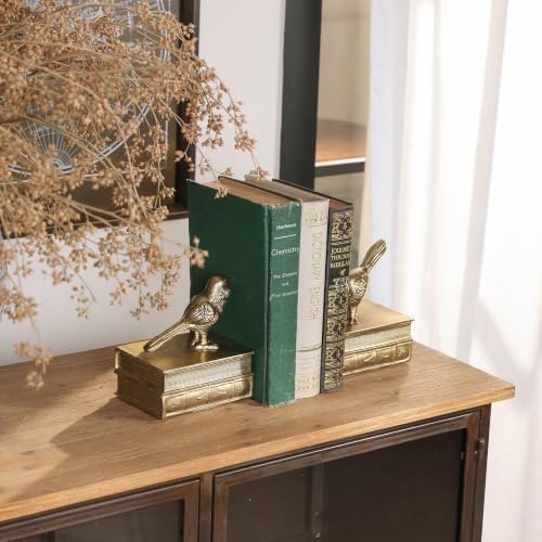 NIKKY HOME Decorative Bird Bookends Gold Book-Shaped Non-Slip Cute Book Ends for Nursery Shelves Children Girls - Image 5