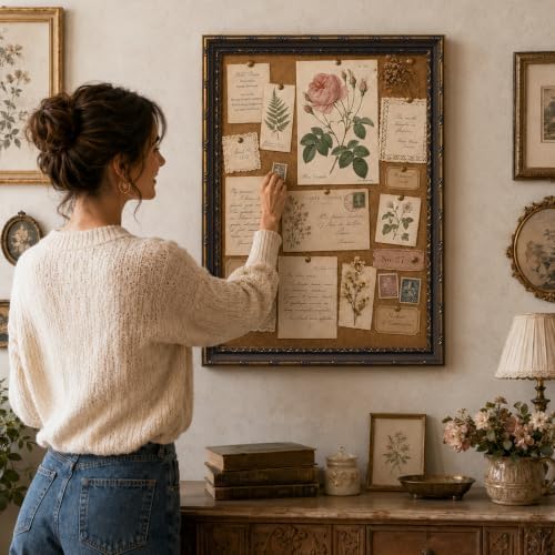 Framed Cork Memo Board 16x20 for Work Plan Notes Recipe Display,Black Gold - Image 5