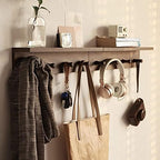 Entrance Coat Rack ，Coat Hooks, Wall-Mounted Wooden Hook Rack, Wall-Mounted Shelves are Very Suitable (Walnut Color Finish—A-1) - Image 4