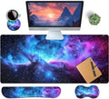 4-Piece Extended Large Mouse Pad Set for Women Men with Galaxy Design Includes 35.4 x 15.7 XXL Large Mouse Pad Keyboard Wrist Rest Mouse Wrist Support and Coaster for Office Home by HaoSiTeck