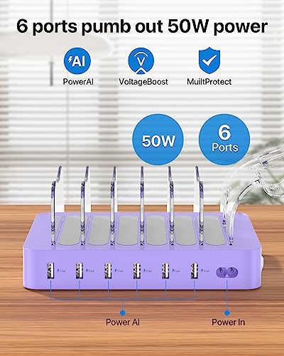 SooPii Premium 6-Port USB Charging Station Organizer for Multiple Devices - Image 2