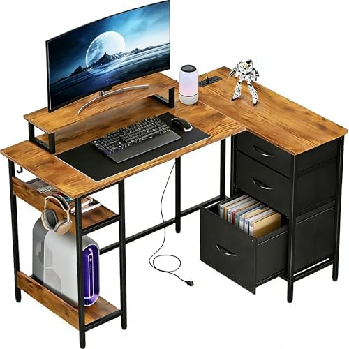 DEVAISE Computer Desk, Home Office, 48 Inch with Drawers, Rustic Brown by DEVAISE