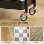 Nunsino 3 Tier Rolling Cart,Utility Cart with Locking Wheels, Hanging Cups & Hooks, Heavy Duty Metal Storage Organizer Cart for Kitchen,Office, Bathroom,Craft Room,Black - Image 5