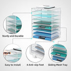 9-Tier Paper Organizer for Desk, Metal Mesh Letter Tray with Handles, White - Image 4