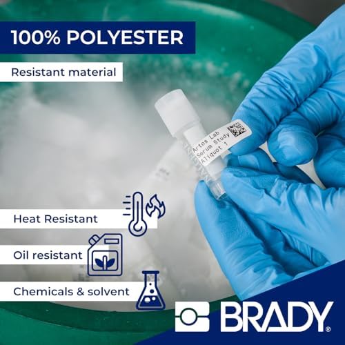 Brady Authentic (M5-97-488) Solvent Resistant Polyester Labels 0.9 in H x 0.9 in W Black on White, 280 Labels. for use with The BMP51 and M511 Label Printers - Image 3