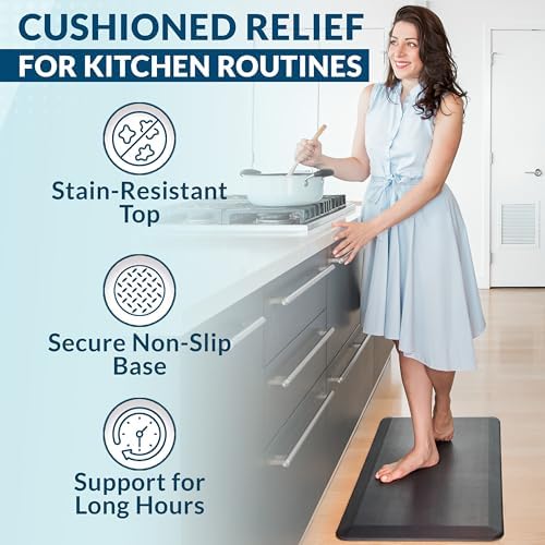 ComfiLife Anti Fatigue Floor Mat – 3/4 Inch Thick Kitchen Mats for Floor, Standing Desk Mat, Kitchen Rug – Comfort at Home, Office – Durable – Stain Resistant – Non-Slip Bottom (24" x 70", Black) - Image 6