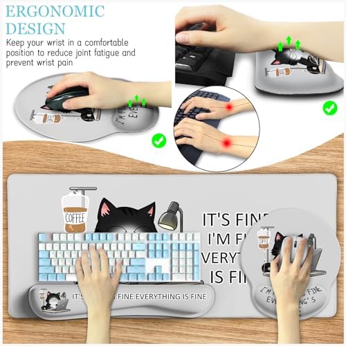 LIMKRIAN Cat Ergonomic Mouse Pad with Wrist Rest Desk Mat Sets Accessories - Image 6