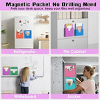 MFTEK Magnetic File Holder 6 Pockets Paper Holder, Hanging File Organizer Office Supplies Storage for Cabinets, Whiteboard, Magnetic Mail Letter Folder for Refrigerator (Light Color-Mix) - Image 7