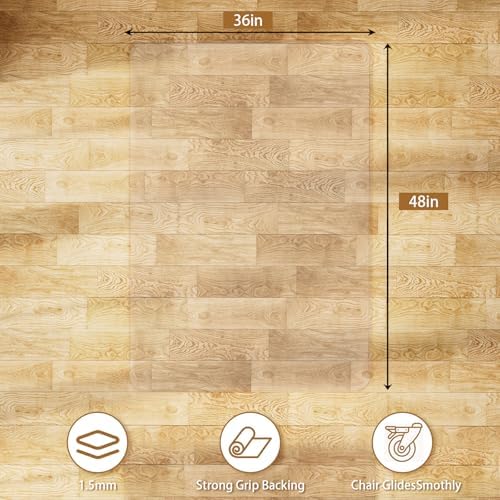 Clear Office Chair Mat for Hard Floors, Plastic Floor Protector for Chairs - Image 2