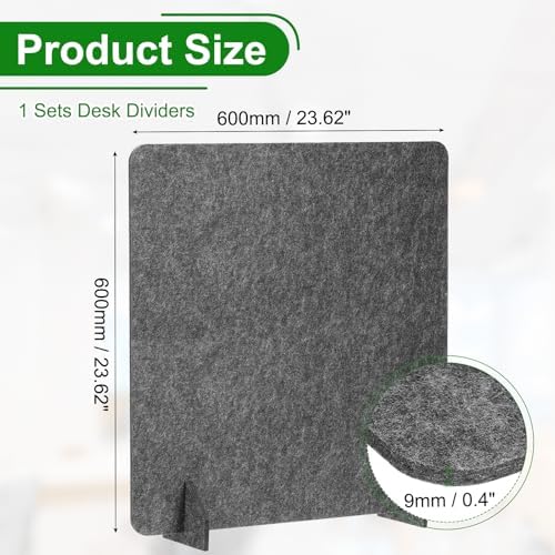 PATIKIL Desk Dividers 24" x 24", 1 Pack Desk Privacy Panel Freestanding Noise Reducing Partition Acoustic Panel with 2Pcs Support Feet for Testing Office Home Library, Dark Gray Style A - Image 2