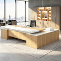Executive Desk, L Shaped Executive Office Desk with Locking Drawer & File Cabinet, 1'' Thick Desktop, Large Office Desk with Storage, Modern Executive Computer Workstation for Home Office & Business by Unknown