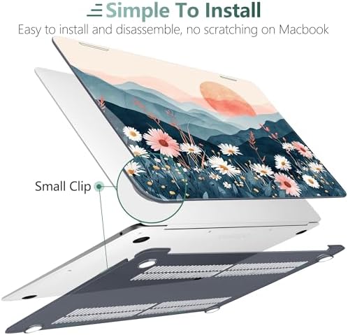 DONGKE Compatible with MacBook Air 13 inch Case 2021 2020 2019 2018 Release A2337 M1 A2179 A1932 with Retina Display & Touch ID, Plastic Hard Shell & Keyboard Cover - Sun & Daisie - Image 4