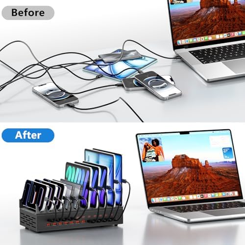 300W Charging Station with 24 Ports,USB Fast Charger for Multiple Devices,Multi Charger Station Organizer Compatible with Smart Power Delivery,Phone,Tablet,Charging Station for Home,Office,School - Image 3