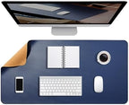 Cork Office Desk Mat, 47.2"x23.6" Dual-Sided Large Mouse Pad, PU Leather Desk Pad Mat Non-Slip Waterproof for Home Work(Black,47.2"x23.6") by Unknown