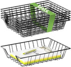 6-Pack Paper Tray Organizer for Desk, Wire Baskets and Letter Trays, Black by SUPEASY
