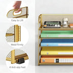 Lavatino Desk Paper Organizer Trays, Gold 5-Tier Mesh File Folder Sorter with Handles, Letter Holder Organizer for Office, Home, School Supplies Storage & Organization - Image 2