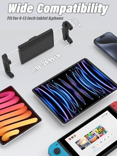Charchendo Adjustable Extendable Cup Holder Tablet Stand - 4-12.9 inch Tablet & Phone Mount, Non-Slip Secure Clamp, for Car/Truck, Fits iPad Pro/Air/Mini, Samsung Galaxy Tab - Image 4