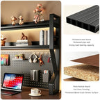 Desk Shelf, 53.1" L 2-Tier Desktop Organizer Desk Hutch Storage Rack with Hole Plate Multi-Functional Workstation Organizer Bookcase Computer Desk for Home Office Dorm Top of Desk - Image 4