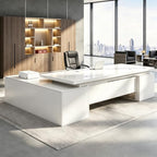 Executive Desk, L Shaped Executive Office Desk with Locking Drawer & File Cabinet, 1'' Thick Desktop, Large Office Desk with Storage, Modern Executive Computer Workstation for Home Office & Business by Unknown