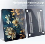 Batianda LumiArt Case for MacBook Air 13.6" M2-M5 Chip, Blue Gold Lotus - Image 5