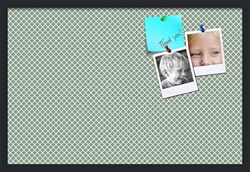 PinPix 30x20 inch Cork Bulletin Board. This Decorative Framed Pin Board Comes with Diamond Pattern in Nile Green Design and Satin Black. Ideal for Home, Office Decor or School (PinPix-380) by PinPixBulletinBoards