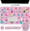 Britimes Keyboard Mouse Pad Set, 4 in 1 Desk Mat Set, Winter Gnome by Britimes