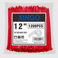 XINGO 12 Inch Red Zip Ties 1200 PCS, 75 LBS Ultra Strong Tensile Strength, UV Resistant Cable Ties, Self-locking Plastic Ties for Indoor and Outdoor Use by XINGO