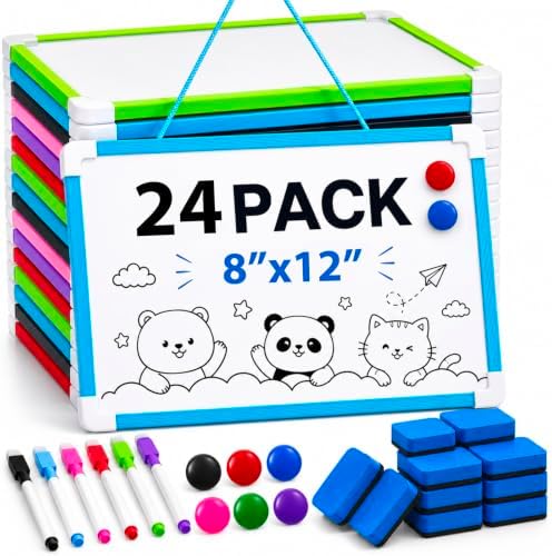 24 Pack 8'' x 12'' Hanging Magnetic Dry Erase Board Small Dry Erase Board by Colarr