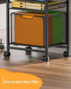 Feyejade Compact 5-Tier Rolling File Cart, Under Desk Metal Filing Cabinet - Image 3