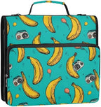 3-Ring Zipper Binder with Shoulder Strap Zip-Up Expanding File Folder Organizer Storage Fireproof Accordion Trapper Keeper Home School Office Three Butterfly (Banana Camera) by senya