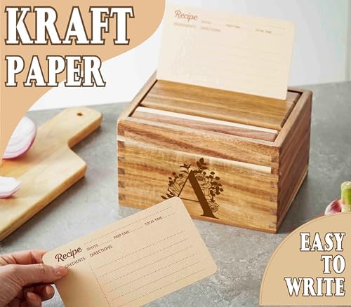 InnoBeta Personalized Gifts Recipe Box, Personalized Initial Recipe Card Holder Box with 50 4 x 6 inch Recipe Cards, 10 Dividers, Initial Recipe Organize - K - Image 3