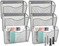 EASEPRES 6 Single Pocket Mesh Hanging File Organizer, Vertical Wall Mounted Magazine File Holder, Mount Basket Mail Paper Document Folder Organizing for Office, Home and School, Silver by EASEPRES