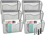EASEPRES 6 Single Pocket Mesh Hanging File Organizer, Vertical Wall Mounted Magazine File Holder, Mount Basket Mail Paper Document Folder Organizing for Office, Home and School, Silver by EASEPRES