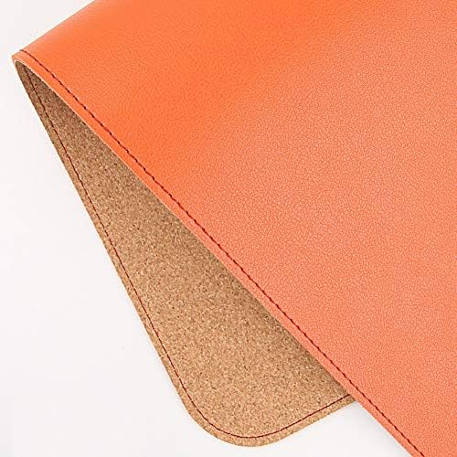 Ruby Lil Natural Cork & Leather Desk Writing Mat, Dual Use Desk Matt for Desktop,Multifunctional Office Desk Pad, PU Leather Mouse Pad,Orange,35"x 18" by RubyLil