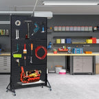Eastern Tree Metal Pegboard Display Stand 3.5 x 6 Feet with 30 Hooks, Standing Pegboard Display with Wheels, Peg board Display Rack, Large Pegboard Panels - Black - Image 7