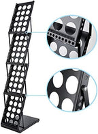 Polmart Portable Floor Display Rack for Magazines, Brochures & Flyers (Adjustable 4-Tier, Black) - Image 3