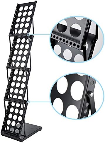 Polmart Portable Floor Display Rack for Magazines, Brochures & Flyers (Adjustable 4-Tier, Black) - Image 3