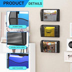 6 Single Pocket Wall File Holder, Mesh Hanging File Folder Paper Organizer, Vertical Wall Mounted Mail Basket, Storage Organization Magazine Rack for Office, Home and School, Black - Image 4