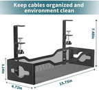 Under Desk Cable Management Tray Black, Litwaro Cable Management Under Desk No Drill, Cable Organizer with Clamp for Wire Management, Cord Organizer No Damage to Desk for Office, Home - Image 5