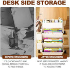 3,Desk Side Storage, Under Desk Laptop Mount, Table Side Hanging File Organizer, No Drill Clamp On Cable Management Tray, Laptop Holder with Pen Holder for Office and Home - Image 3