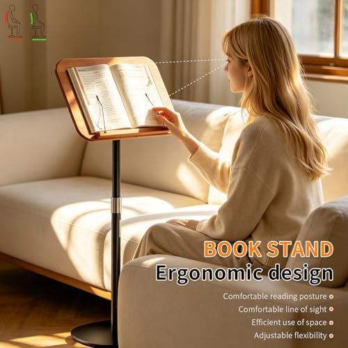 Adjustable Floor Book Stand with Wood Panel for Hands Free Reading - Image 3