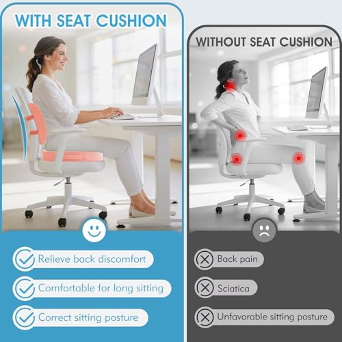 CushZone X-Large Seat Cushion and Lumbar Support Pillow for Office, Pink - Image 3